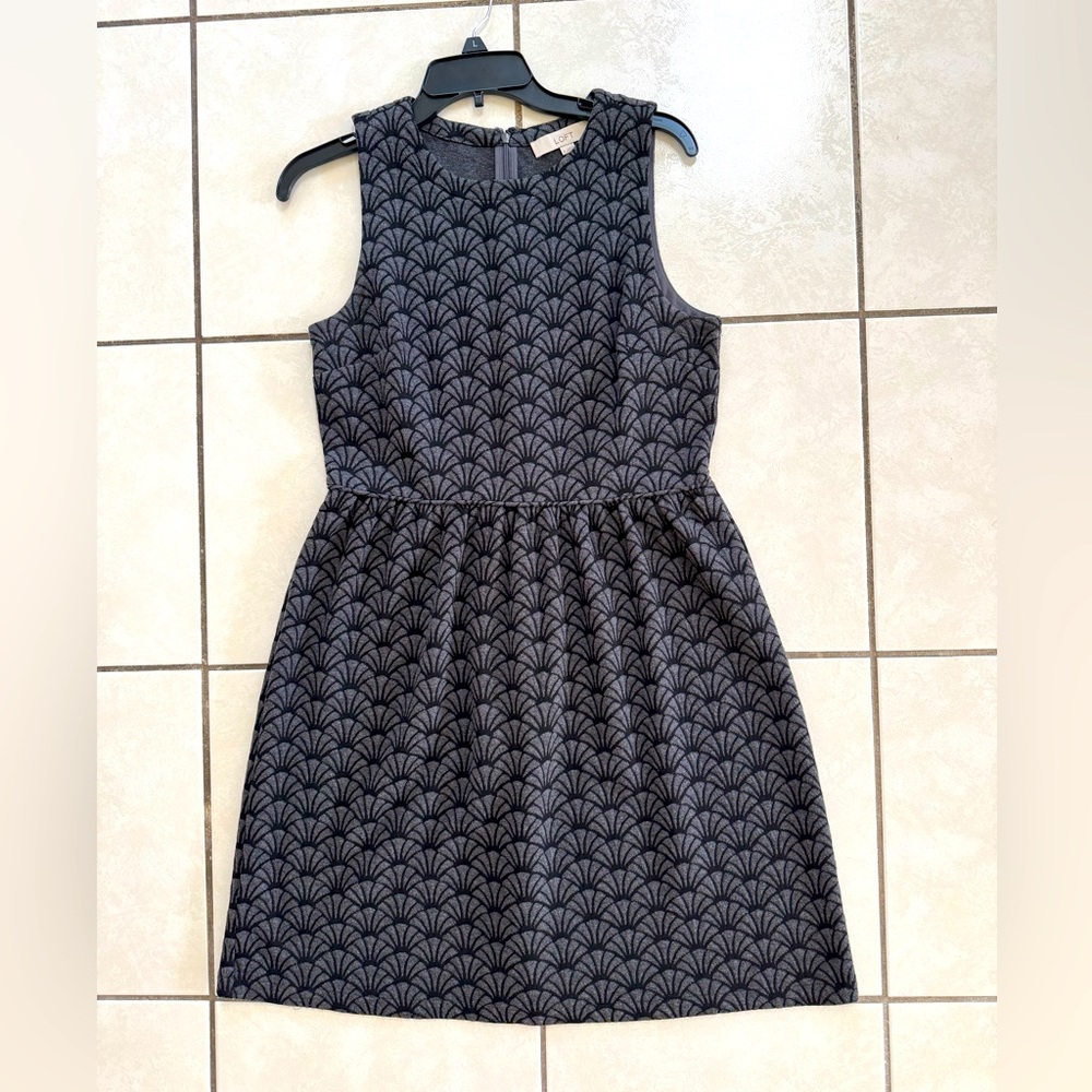 Ann Taylor LOFT Black and Gray Patterned Mini Dress, 10🦋